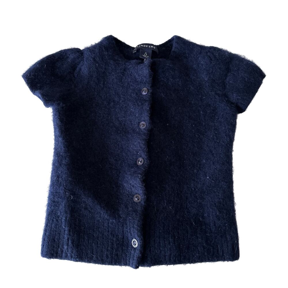 Lands' End Blue Short Sleeve Button Cardigan - M 5/6